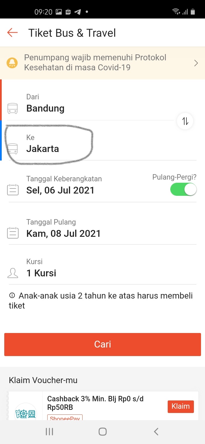 Memilih titik pemberhentia Bus