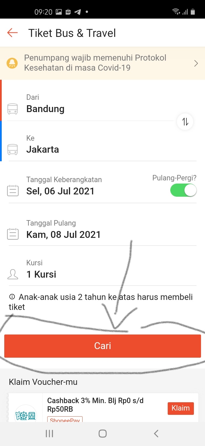 Mencari Bus yang akan di jadikan transfortasi