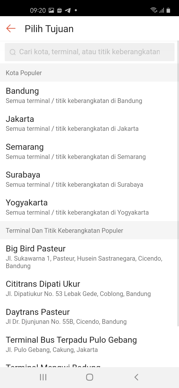 Memilih titik pemberhentia Bus