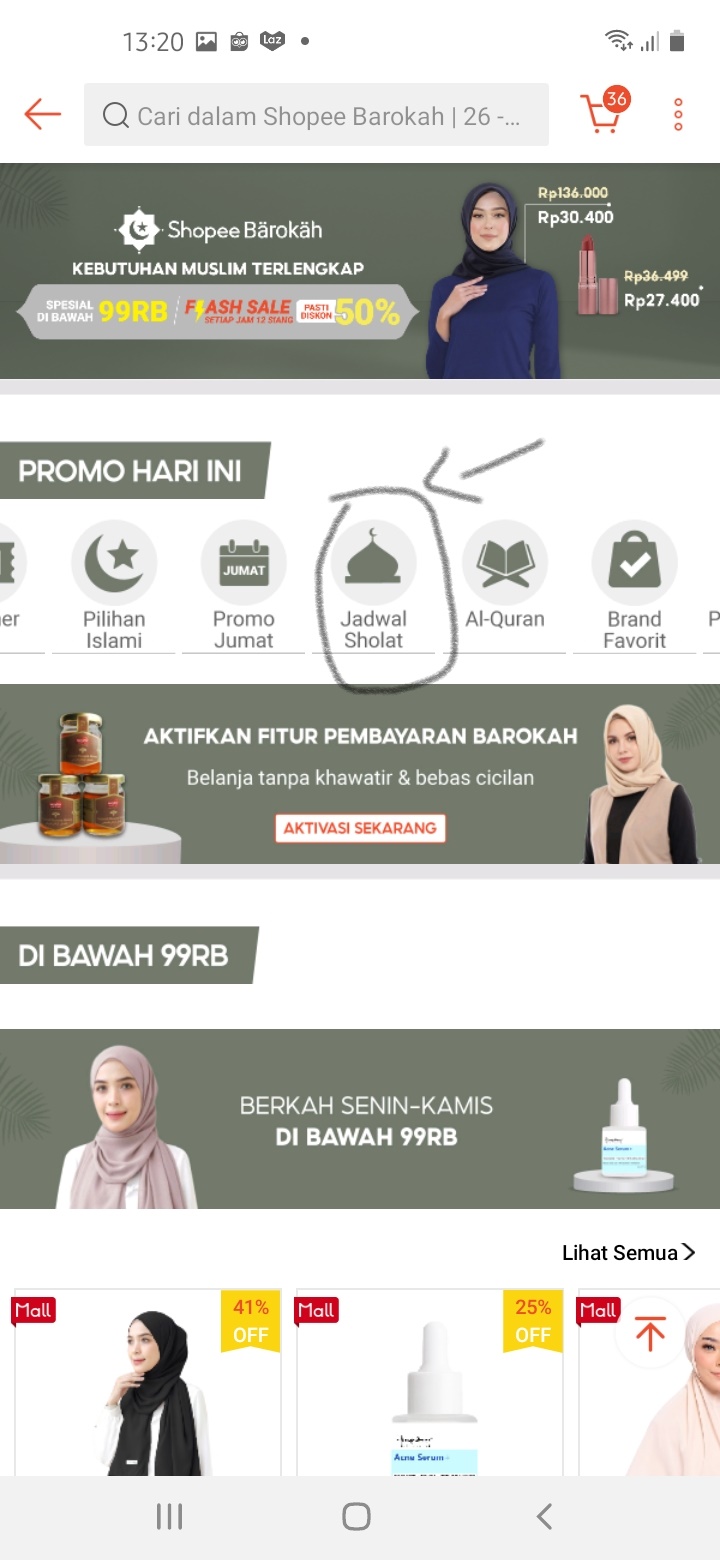Halaman utama Fitur Shopee barokah