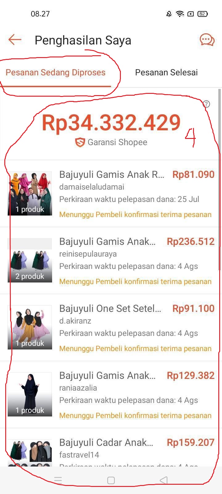 Cek Penghasilan yang Belum Cair di Shopee